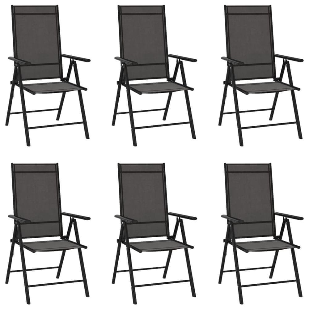 Petromila vidaXL Skladacie záhradné stoličky 6 ks textilénové čierne